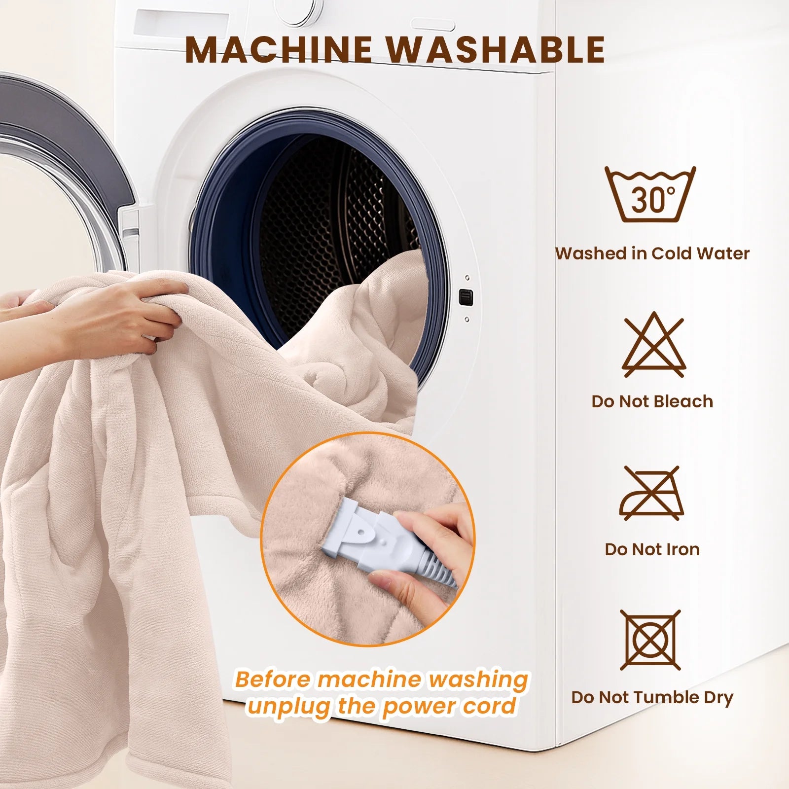 Electric Heated Blanket Twin Soft Flannel & Sherpa, 5 Heat Levels, 10 Hours Auto-Off Over-Heat Protection ETL Certification (62"X84", Beige)